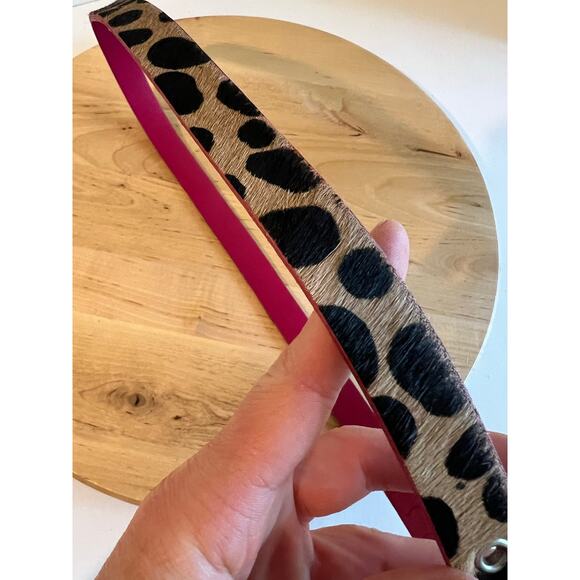 Boden Anthropologie Calf Hair Animal Print Pink Genuine Leather Belt Size Large main image 10